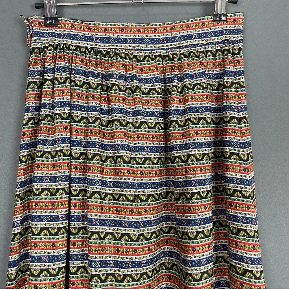 Vintage Maxi Skirt‎ Striped Handmade Floral A-Line Prairie Modest Retro Unique